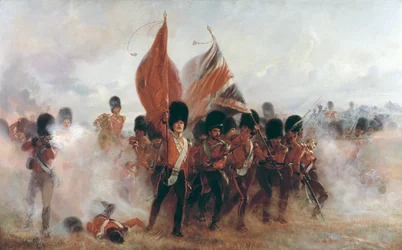 Les drapeaux : avance des Scots Guards à l